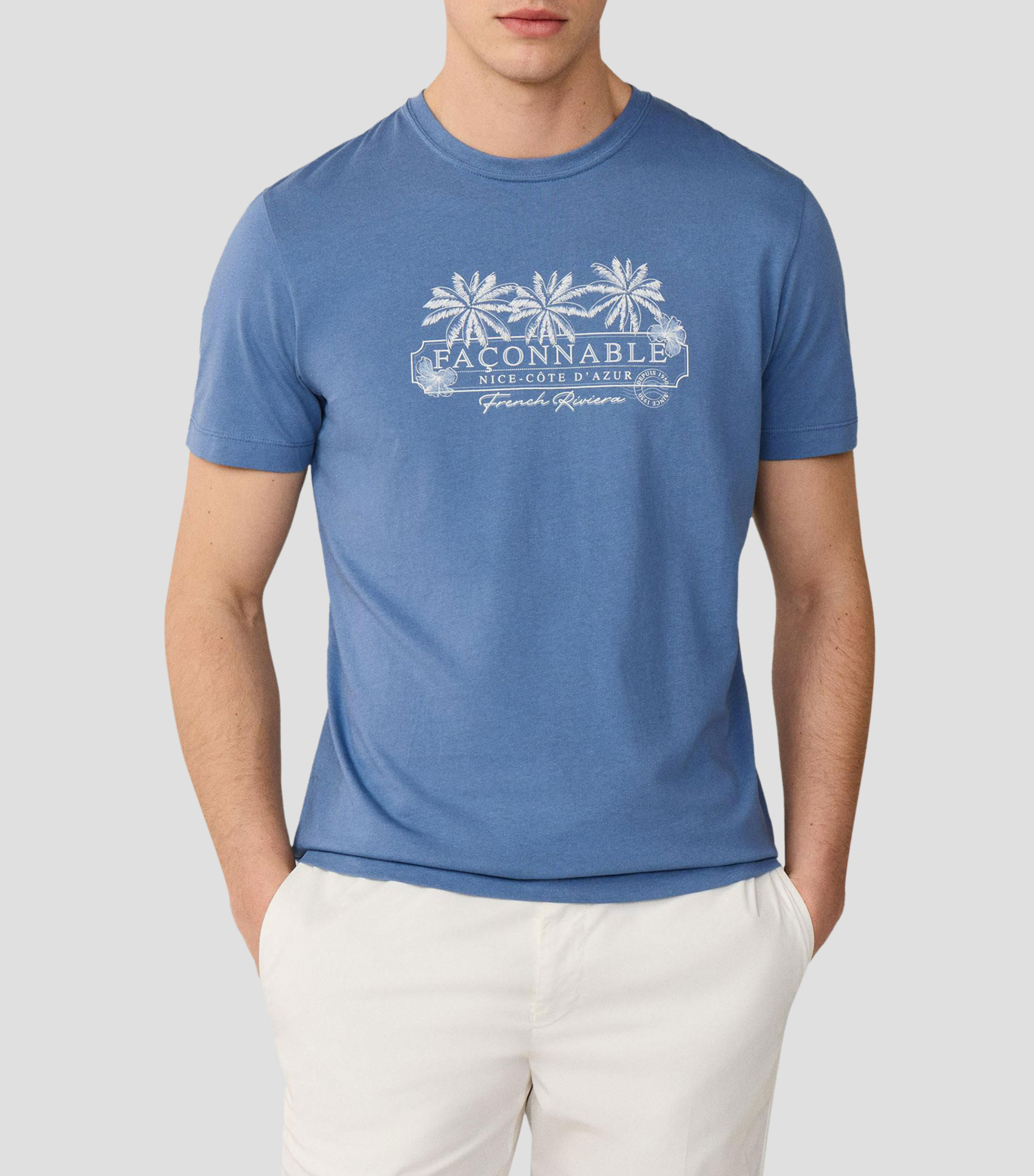 Playera cuello redondo manga corta estampada Hombre